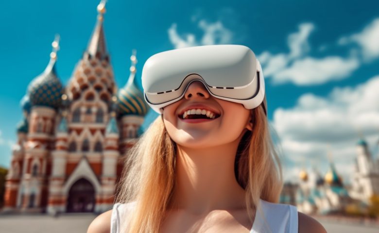 VR旅行を体験している女性のイメージ画像