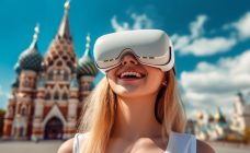 VR旅行を体験している女性のイメージ画像